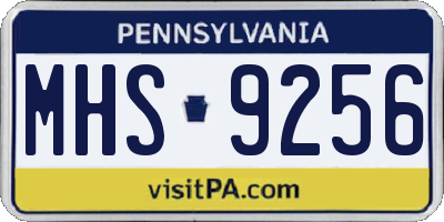 PA license plate MHS9256