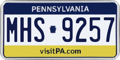PA license plate MHS9257