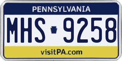PA license plate MHS9258
