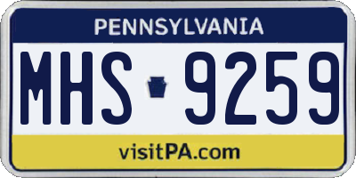 PA license plate MHS9259