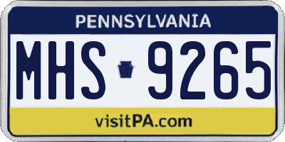 PA license plate MHS9265