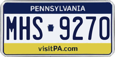 PA license plate MHS9270