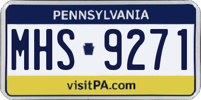 PA license plate MHS9271