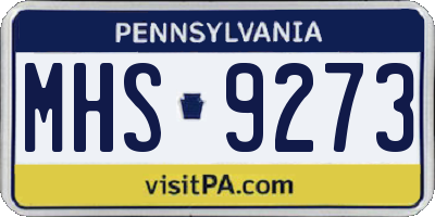 PA license plate MHS9273