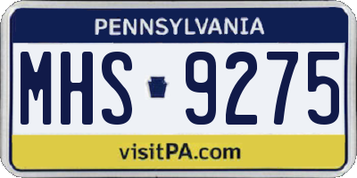 PA license plate MHS9275