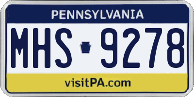 PA license plate MHS9278