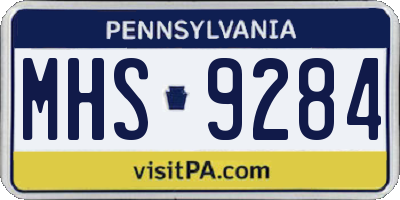 PA license plate MHS9284