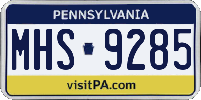 PA license plate MHS9285
