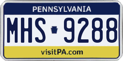 PA license plate MHS9288