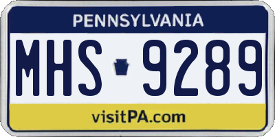 PA license plate MHS9289