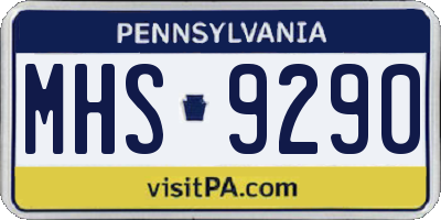 PA license plate MHS9290