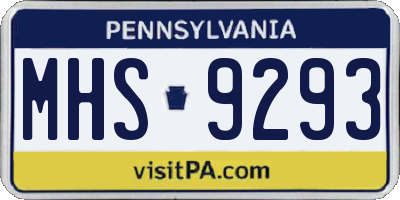 PA license plate MHS9293