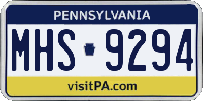 PA license plate MHS9294