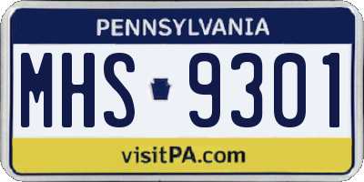 PA license plate MHS9301