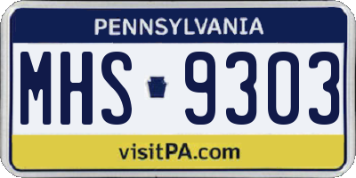 PA license plate MHS9303