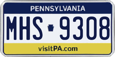 PA license plate MHS9308