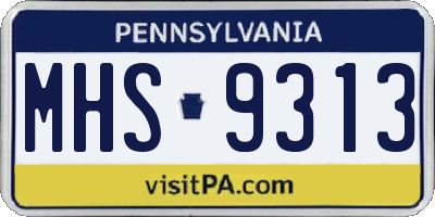 PA license plate MHS9313