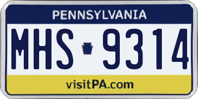 PA license plate MHS9314
