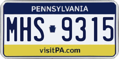 PA license plate MHS9315