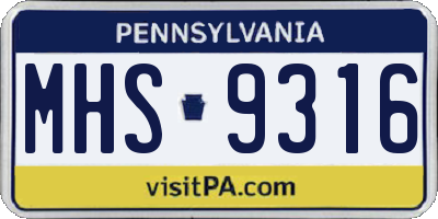 PA license plate MHS9316