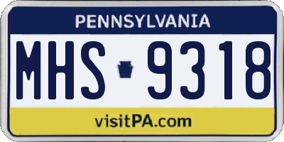 PA license plate MHS9318