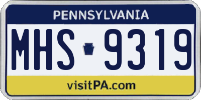PA license plate MHS9319