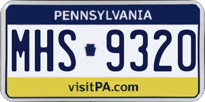 PA license plate MHS9320
