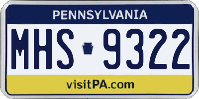 PA license plate MHS9322