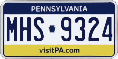PA license plate MHS9324