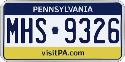 PA license plate MHS9326
