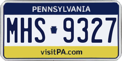 PA license plate MHS9327