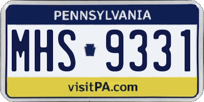 PA license plate MHS9331