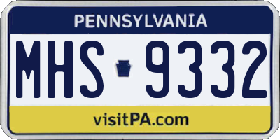 PA license plate MHS9332