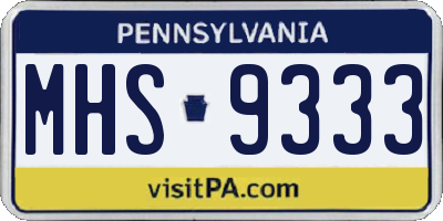 PA license plate MHS9333