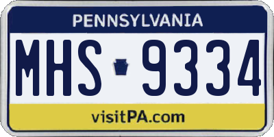 PA license plate MHS9334