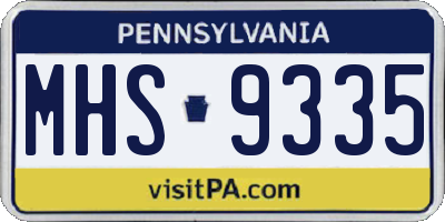 PA license plate MHS9335