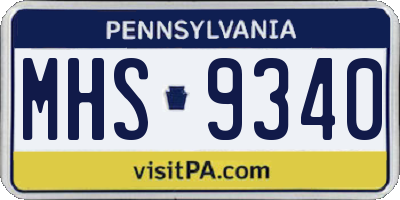 PA license plate MHS9340