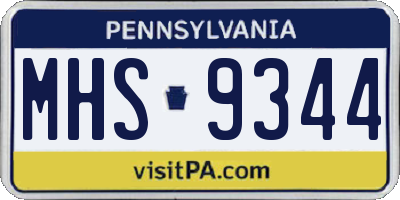 PA license plate MHS9344