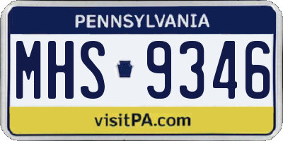 PA license plate MHS9346