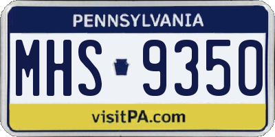 PA license plate MHS9350
