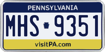 PA license plate MHS9351
