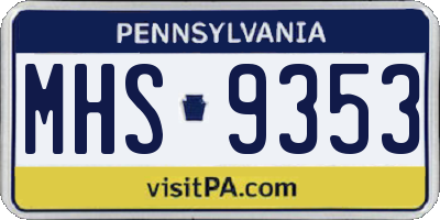 PA license plate MHS9353