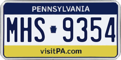 PA license plate MHS9354