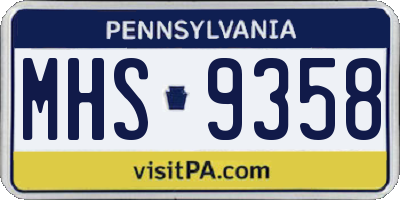 PA license plate MHS9358