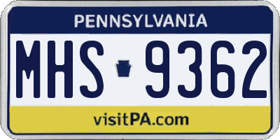 PA license plate MHS9362