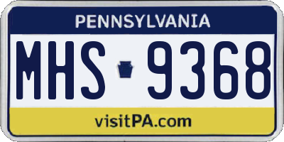 PA license plate MHS9368