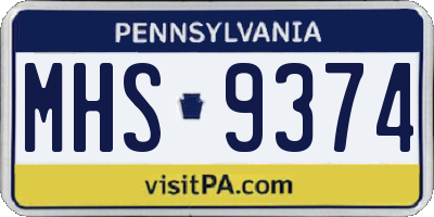 PA license plate MHS9374