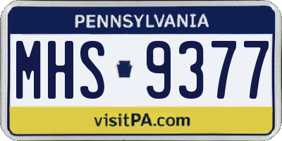 PA license plate MHS9377