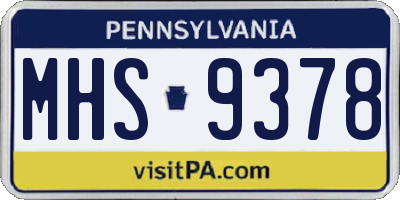 PA license plate MHS9378