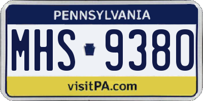 PA license plate MHS9380